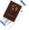 Airline passenger boarding pass inside passport.