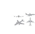 Vector of airplane from different angle, isolated on white background. Royalty Free Stock Photo