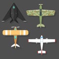 Vector airplane illustration top view and aircraft transportation travel way design journey object. Royalty Free Stock Photo