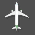 Vector airplane illustration top view and aircraft transportation travel way design journey object. Royalty Free Stock Photo