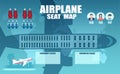 Vector of an airplane seat chart, plan of passenger seats