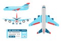 Vector airplane set plane airport ticket