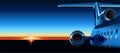 Vector airplane at sunrise Royalty Free Stock Photo