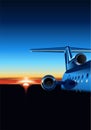 Vector airplane at sunrise Royalty Free Stock Photo