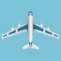 A vector airplane top view. Royalty Free Stock Photo