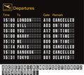 Vector airport board isolated. Realistic flip scoreboard airport