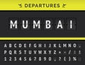 Vector airport flip board showing flight departure destination in India Mumbai