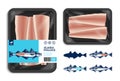 Vector Alaska pollock packaging illustration