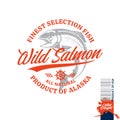 Vector alaskan salmon vintage logo Royalty Free Stock Photo