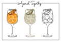 Vector alcohol drink line art illustration Aperol Spritz