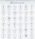 Vector Alcohol, Tea and coffee drinks outline icon set. Elegant thin line style design.