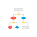 Vector algorithm, coding block schemes white line icon.