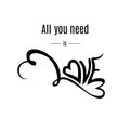 Vector All you need is love lettering template for Happy Valentines Day design