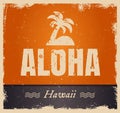 Vector aloha word in vintage colors, retro