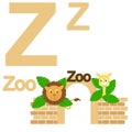 Vector alphabet with animals z