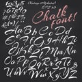 Vector alphabet. Chalk font on blackboard