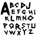 Vector alphabet. Font written by wide brush in the ancient style tracing. Royalty Free Stock Photo