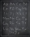Vector alphabet. Hand drawn letters. Letters of the alphabet freehand written on chalkboard background. Capital and small letters Royalty Free Stock Photo