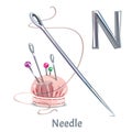 Vector alphabet letter N. Needle