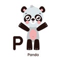 Vector alphabet letter P panda illustration