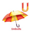 Vector alphabet letter U. Umbrella Royalty Free Stock Photo