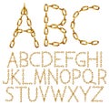 Vector alphabet letters made from golden chain