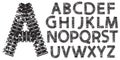 Vector alphabet letters made from tank and tractor tracks