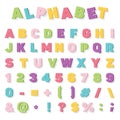 Vector alphabet letters with signs, cartoon colorful