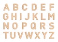 Wooden Font Letter Elements Set A to Z Vector 3d Illustration