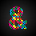 Vector alphabet sign made color dots - ampersand Royalty Free Stock Photo