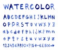 Vector alphabet with watercolor font