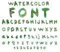 Vector alphabet with watercolor font