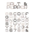 Vector alphabet with wide rounded capital letters in flat style