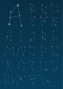 Vector of alphabets in constellations and star shape.