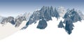 Vector alpine landscape with peaks covered by snow