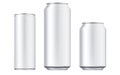 Vector aluminium beer and slim soda can mock up blank template. Juice, soda, beer jar blank isolated on white background