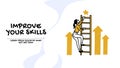 Vector of an ambitious woman climbing up a career ladder