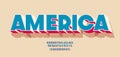 Vector america font 3d color style