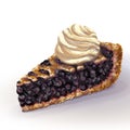 Vector American blueberry pie a la mode with crispy crumbly crust and decorative braid on top. Juicy blaeberry juicy jam, whole