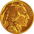 Vector American Buffalo gold coin