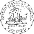 Vector American coin Lewis and Clark five cents