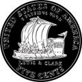 Vector American coin Lewis and Clark five cents Royalty Free Stock Photo
