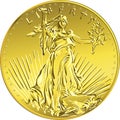 Vector American money gold coin Liberty Royalty Free Stock Photo