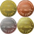 vector American money gold coin one cent, penny Royalty Free Stock Photo