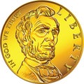 Vector American money gold coin one dollar