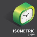 Vector analog realistic desk clock isometric