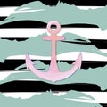 Vector anchor icon on striped background. Print water sign. Pop art illustration