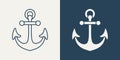 Vector Anchors. Anchor Silhouette Icon Set. Anchor with Outline. Anchor Design Template. Vector Illustration Royalty Free Stock Photo