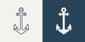 Vector Anchors. Anchor Silhouette Icon Set. Anchor with Outline. Anchor Design Template. Vector Illustration Royalty Free Stock Photo