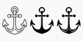 Vector Anchors. Anchor Silhouette Icon Set. Black and White Anchor with Outline. Anchor Design Template Collection